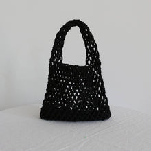 Load image into Gallery viewer, SOLID COLOR HOLLOW MESH WOVEN BUCKET BAG_CWAB1989: Blue / (OS) 1