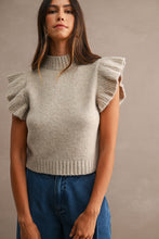 Load image into Gallery viewer, Knit Ruffle Sleeve Mock Neckline Sweater Top