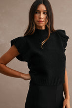 Load image into Gallery viewer, Knit Ruffle Sleeve Mock Neckline Sweater Top