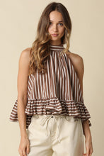 Load image into Gallery viewer, Bea Stripe Halter Ruffle Blouse