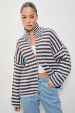 Load image into Gallery viewer, Zane Striped Mocked Neck Zip Up Jacket