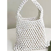 Load image into Gallery viewer, SOLID COLOR HOLLOW MESH WOVEN BUCKET BAG_CWAB1989: Blue / (OS) 1