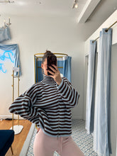 Load image into Gallery viewer, Zane Striped Mocked Neck Zip Up Jacket