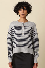 Load image into Gallery viewer, Clover Stripe Henley Knit Sweater
