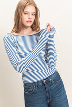 Load image into Gallery viewer, Striped Boat Neck Long Sleeve Top
