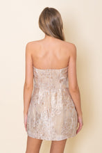 Load image into Gallery viewer, Jacquard Strapless Bodycon Mini Dress
