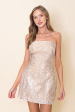 Load image into Gallery viewer, Jacquard Strapless Bodycon Mini Dress
