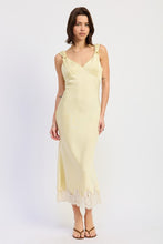 Load image into Gallery viewer, Satin Mid Bias Cut Dress With Lace Detail
