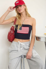 Load image into Gallery viewer, American Flag Strapless Sweater Knit Top
