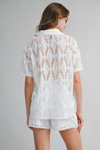 Load image into Gallery viewer, Eyelet Button Down Shirt And Shorts Set
