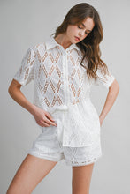 Load image into Gallery viewer, Eyelet Button Down Shirt And Shorts Set
