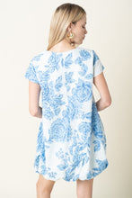 Load image into Gallery viewer, Clara Blue Rose Bubble Mini Dress

