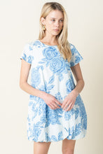 Load image into Gallery viewer, Clara Blue Rose Bubble Mini Dress

