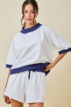 Load image into Gallery viewer, Mockneck Colorblock Short Sleeve Lounge Sweatshirt
