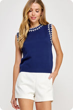 Load image into Gallery viewer, Embroidered Sleeveless Knit Tank Top
