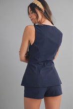 Load image into Gallery viewer, Square Neck Longline Vest And Shorts Set
