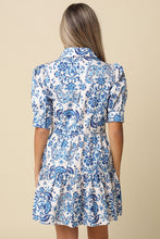 Load image into Gallery viewer, Hunter Tie Front Blue Mini Dress
