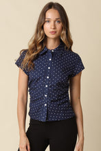 Load image into Gallery viewer, Lena Polka Dot Ruched Shirt Top
