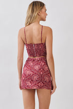 Load image into Gallery viewer, Paisley Floral Rosette Halter Crop Top

