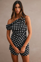 Load image into Gallery viewer, Polka Dot One Shoulder Top And Shorts Set
