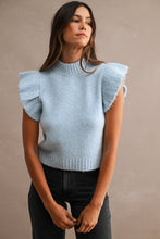 Load image into Gallery viewer, Knit Ruffle Sleeve Mock Neckline Sweater Top
