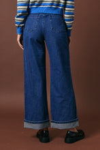 Load image into Gallery viewer, Mid Rise Plaid Cuff Denim Pants
