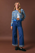 Load image into Gallery viewer, Mid Rise Plaid Cuff Denim Pants
