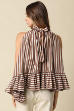Load image into Gallery viewer, Bea Stripe Halter Ruffle Blouse
