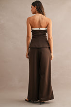 Load image into Gallery viewer, Strapless Contrast Trim Tube Top And Wide Leg Pants Set
