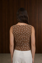 Load image into Gallery viewer, Polka Dot Boat Neck Sleeveless Mesh Knit Top
