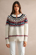 Load image into Gallery viewer, Fairisle Pattern Long Sleeve Zip-front Knit Cardigan
