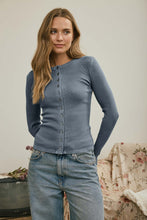 Load image into Gallery viewer, Button Front Round Neck Long Sleeve Knit Top
