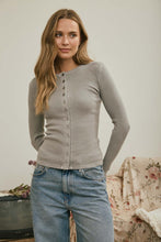 Load image into Gallery viewer, Button Front Round Neck Long Sleeve Knit Top
