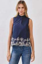 Load image into Gallery viewer, Embroidered Hem Detail Sleeveless Top
