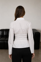 Load image into Gallery viewer, Collared Button Down Shirred Long Sleeve Top
