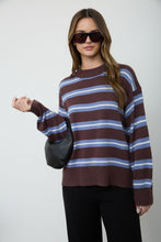 Load image into Gallery viewer, Multi-color Stripe Crew Neck Relaxed Knit Pullover
