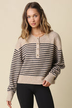 Load image into Gallery viewer, Clover Stripe Henley Knit Sweater
