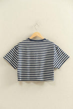 Load image into Gallery viewer, Striped Oversized Short Sleeve Cropped Tee
