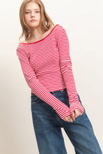 Load image into Gallery viewer, Striped Boat Neck Long Sleeve Top
