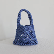 Load image into Gallery viewer, SOLID COLOR HOLLOW MESH WOVEN BUCKET BAG_CWAB1989: White / (OS) 1
