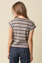 Load image into Gallery viewer, Lizz Stripe Mock Neck Tee
