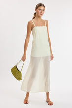 Load image into Gallery viewer, Light Yellow Lace Up See-through Slit Midi Dress
