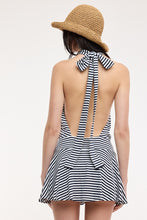 Load image into Gallery viewer, Narrow Stripe Halter Mini Dress
