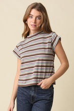 Load image into Gallery viewer, Lizz Stripe Mock Neck Tee
