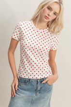 Load image into Gallery viewer, Polka Dot Short Sleeve Crew Neck Top

