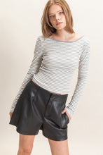 Load image into Gallery viewer, Striped Boat Neck Long Sleeve Top
