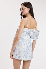 Load image into Gallery viewer, Pale Blue Floral Drape Mini Dress

