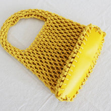 Load image into Gallery viewer, SOLID COLOR HOLLOW MESH WOVEN BUCKET BAG_CWAB1989: White / (OS) 1
