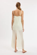 Load image into Gallery viewer, Light Yellow Lace Up See-through Slit Midi Dress
