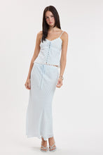 Load image into Gallery viewer, Soft Color Stripe Lace Cami Crop Top &amp; Midi Skirt
